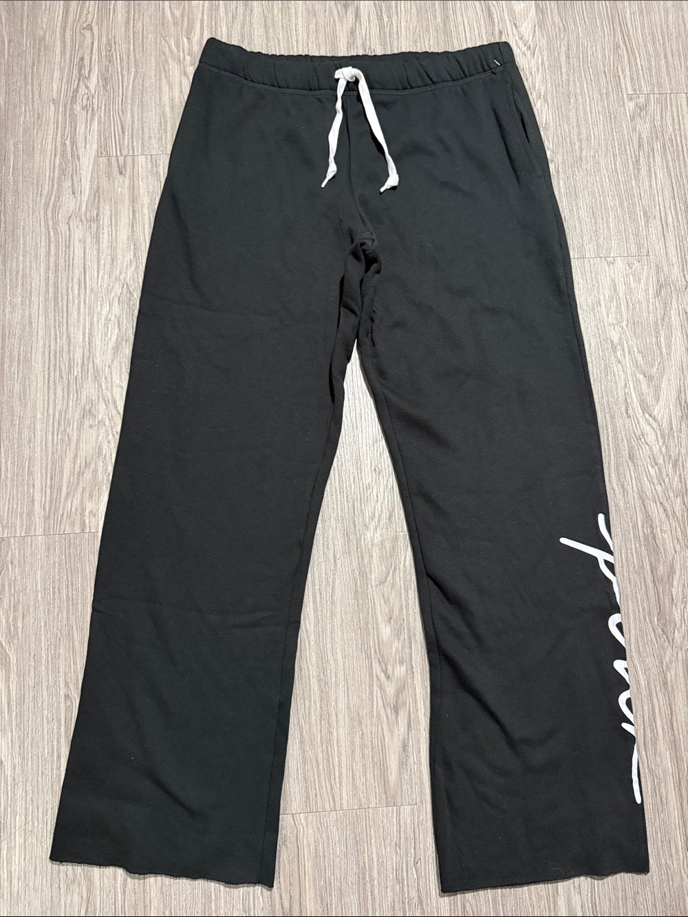 PINK Victoria's Secret Black Lounge Pants with White Drawstring Size M